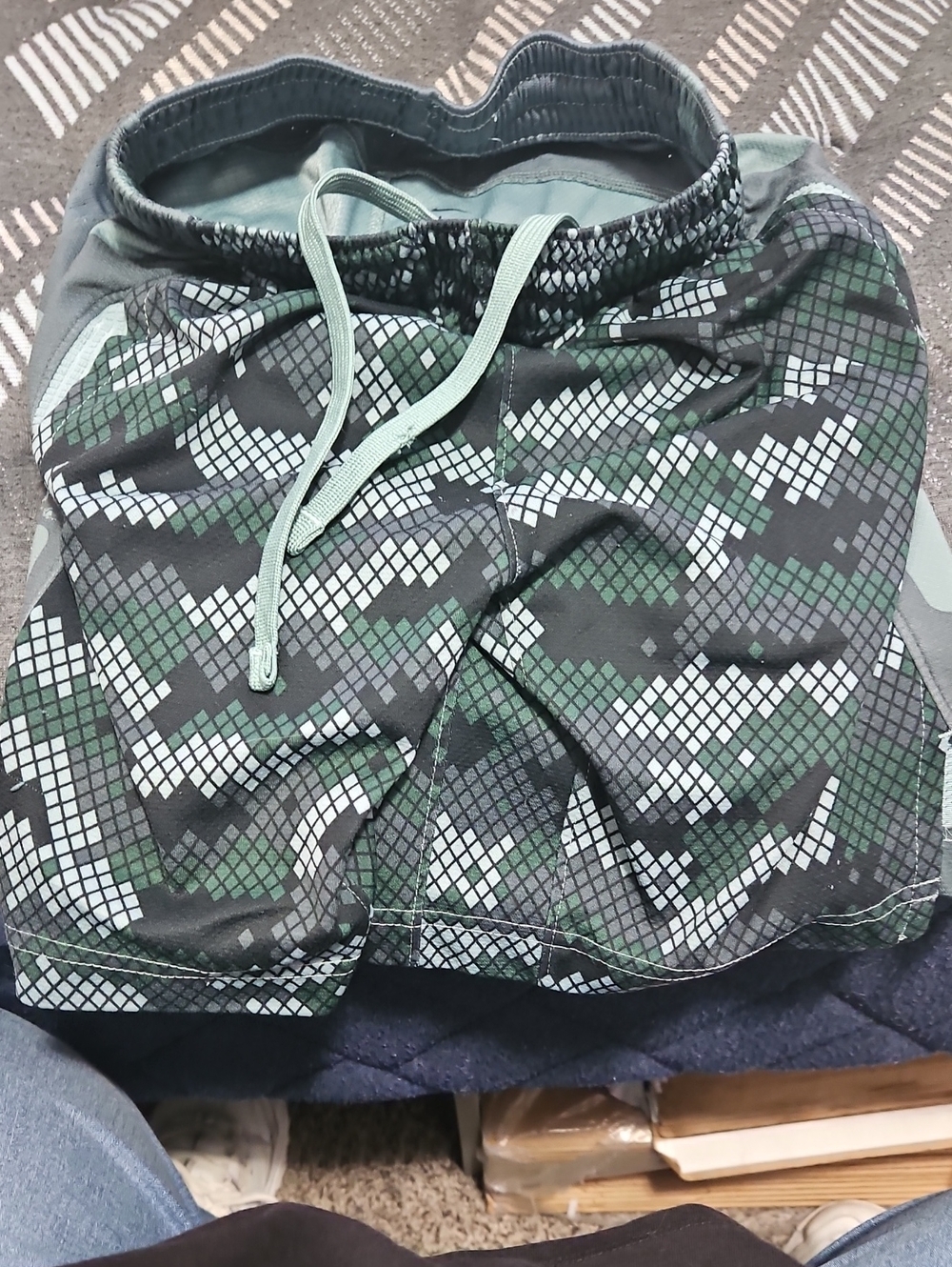 Boys Green Camo Athletic Shorts - Drawstring Waist NIKE